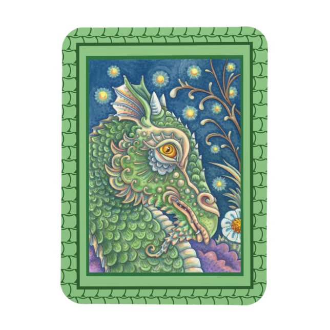 MEDIEVAL DRAGON HEAD PORTRÄTT, WHIMSICAL FANTASY MAGNET (Vertikal)