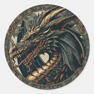 Medieval Dragon Sticker Runt Klistermärke