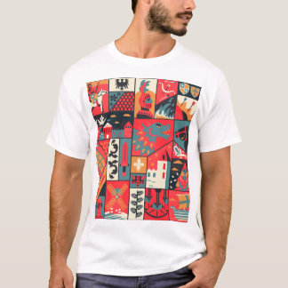 Medieval Elegance: Sömlös Mönster design T Shirt