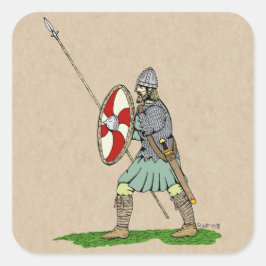 Medieval English/Saxon Warrior Fyrkantigt Klistermärke