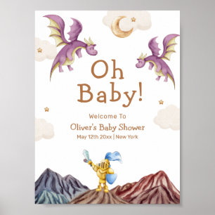 Medieval Fairytale Dragon Boy Shower Välkommen Poster