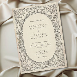 Medieval Fantasy Black Vintage Etching Wedding Inbjudningar