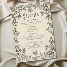 Medieval Fantasy Black Vintage Etching Wedding Tilläggskort