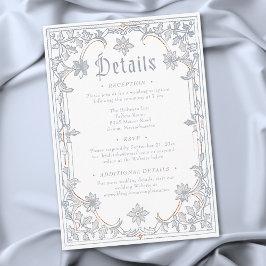 Medieval Fantasy Frame Blue Gold Etching Wedding Tilläggskort