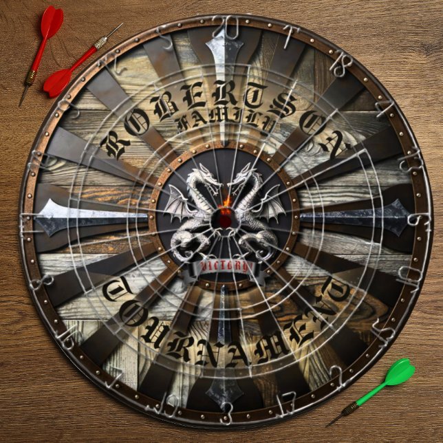 Medieval Fantasy Gamer Family Namn Text Dartboard Darttavla (Skapare uppladdad)