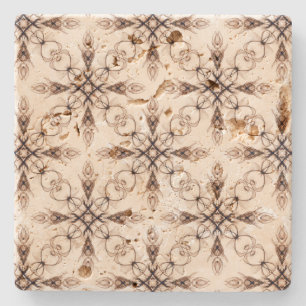 Medieval Fantasy Sepia Fractal Art Underlägg Sten