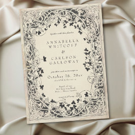 Medieval Fantasy Vintage Black Etching Wedding Inbjudningar