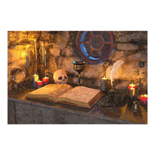 Medieval Fantasy Wizard's Study Fototryck (Framsidan)