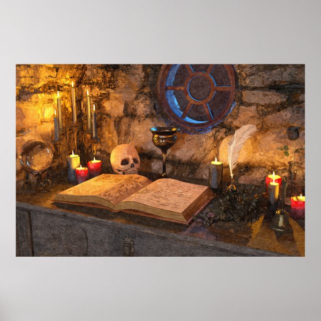 Medieval Fantasy Wizard's Study Poster (Framsidan)