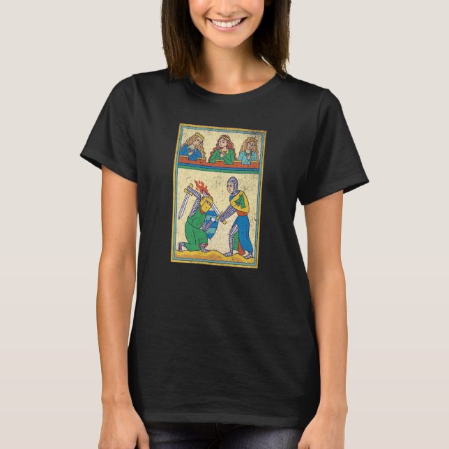 Medieval Fight Retro Tarot Card medieval Cool Vint T Shirt (Framsida)