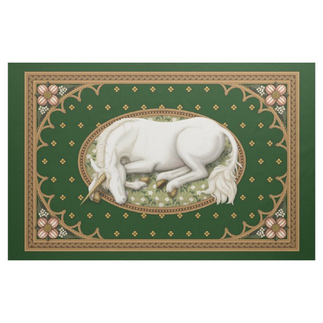 Medieval för Unicorn-Grönt, 1-tums panel Tyg (Yard)