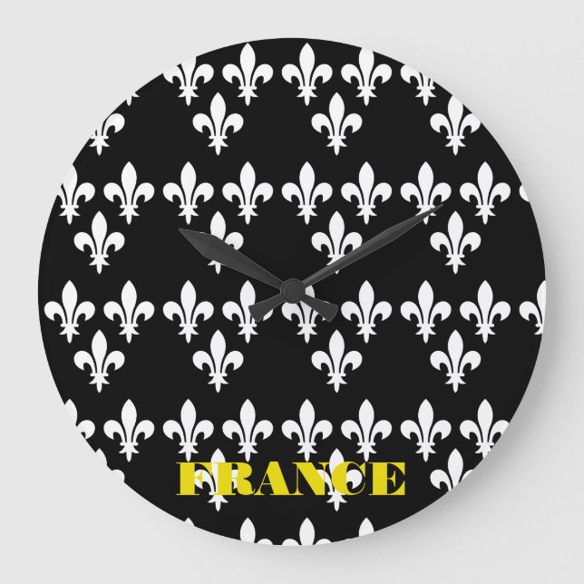 Medieval France Heraldic Print Monochromatic Art Stor Klocka (Framsida)