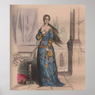 Medieval Fransk mode noble Women costume Poster