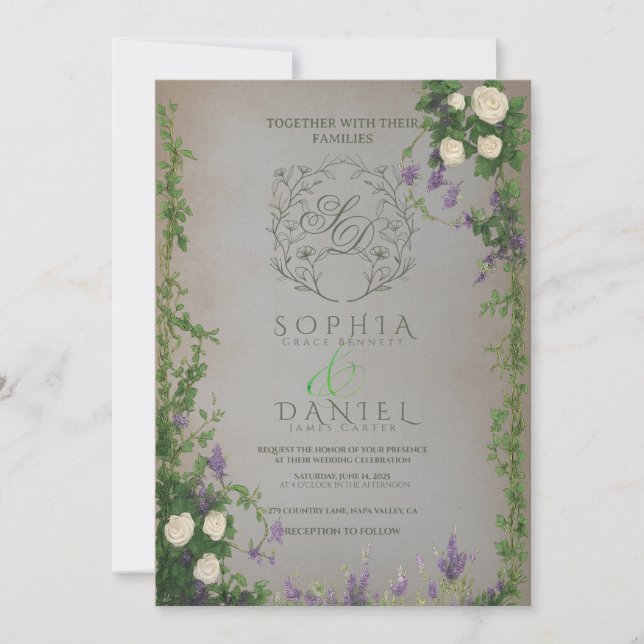 Medieval Garden Romance Wedding Invitation Inbjudningar (Framsida)