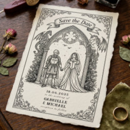 Medieval Gothic Knight Bride Groom Save The Date Spara Datumet