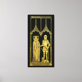 Medieval Grav Brass Rubbning Knight, Dam och Child Canvastryck