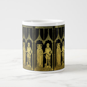 Medieval Grav Brass Rubbning Knight, Dam och Child Jumbo Mugg