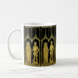 Medieval Grav Brass Rubbning Knight, Dam och Child Kaffemugg