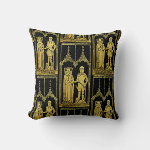 Medieval Grav Brass Rubbning Knight, Dam och Child Kudde