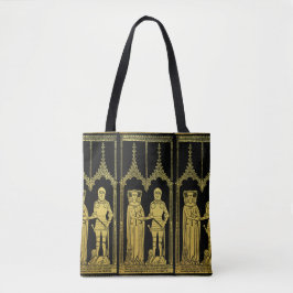 Medieval Grav Brass Rubbning Knight, Dam och Child Tygkasse