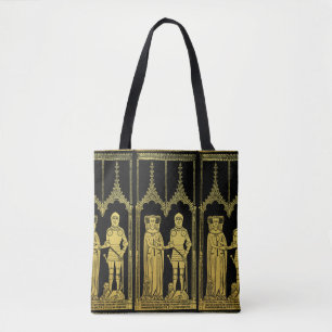 Medieval Grav Brass Rubbning Knight, Dam och Child Tygkasse