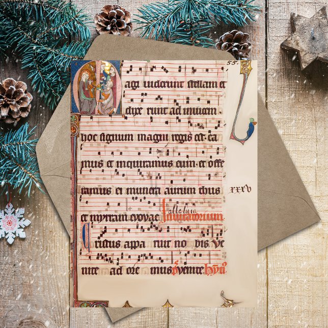 Medieval Gregorian Chant-jul Tre Kung Vykort (Medieval Gregoriant Chant Epiphany Three Kings Day Catholic Christian Religious Postcard)