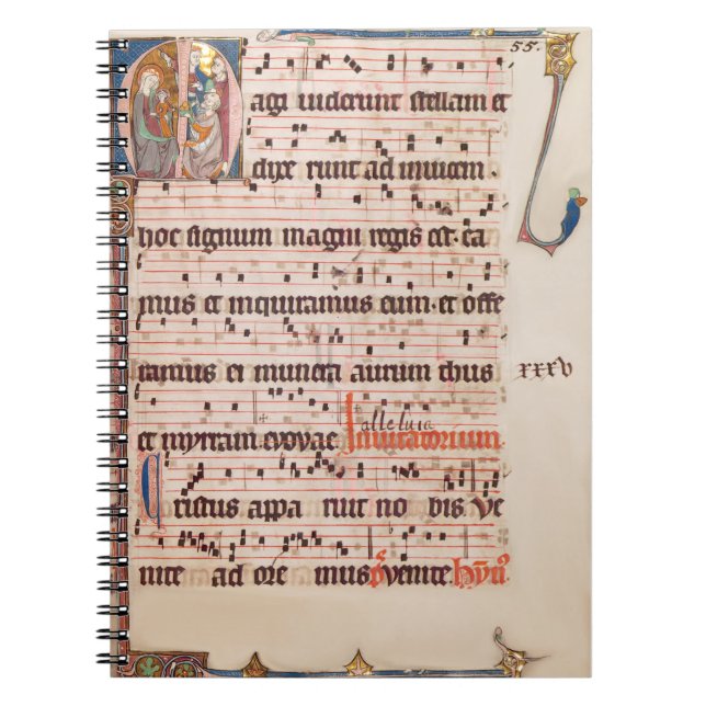 Medieval Gregoriant Chant Epiphany Magi Manuscript Anteckningsbok (Framsidan)