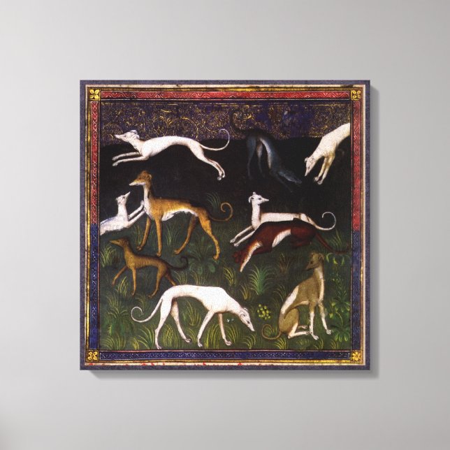 Medieval Greyhound i skogen Canvastryck (Framsida)
