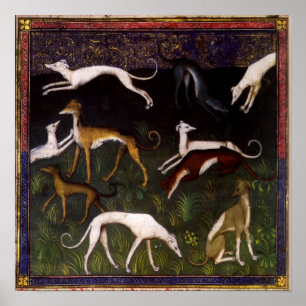 Medieval Greyhounds i Deep Skogen Poster