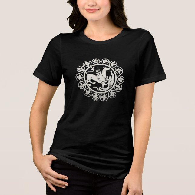 Medieval Griffin Combat Medallion T Shirt (Framsida)