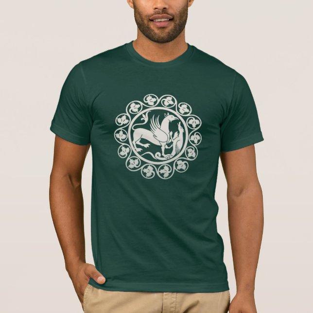 Medieval Griffin Combat Medallion T Shirt (Framsida)