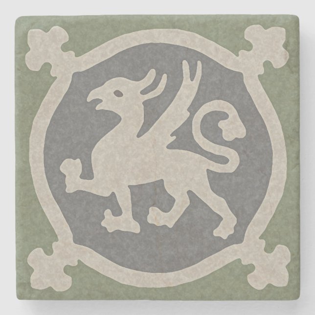 Medieval Griffin Tile Stenunderlägg (Framsidan)