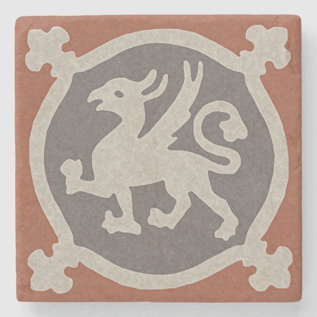 Medieval Griffin Tile Stenunderlägg (Framsidan)
