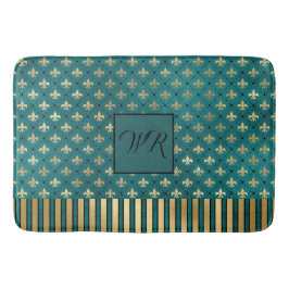 Medieval Guld Armor Teal Elegant Luxury Monogram Badrumsmatta