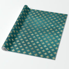 Medieval Guld Armor Teal Elegant Mönster Presentpapper