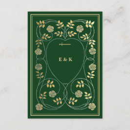 Medieval Guld Blommigt Hjärter och Sword Bröllop O Tilläggskort