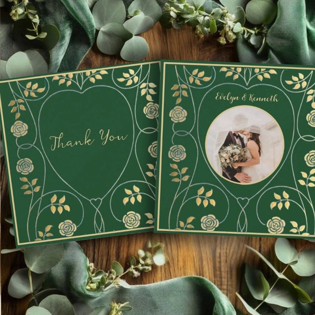 Medieval Guld Blommigt Hjärter och Sword med Photo Tack Kort (Skapare uppladdad)