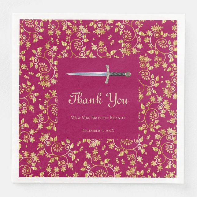 Medieval Guld Pappersservett (Framsida)