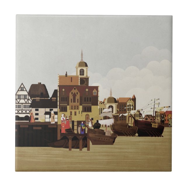 Medieval Harbour Kakelplatta (Framsidan)