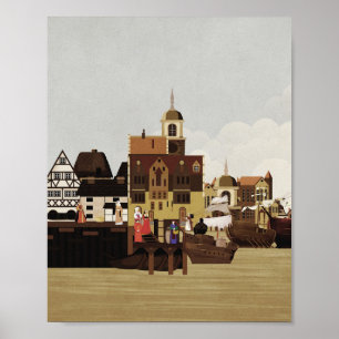 Medieval Harbour Poster