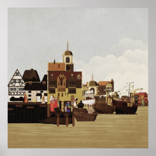 Medieval Harbour Poster