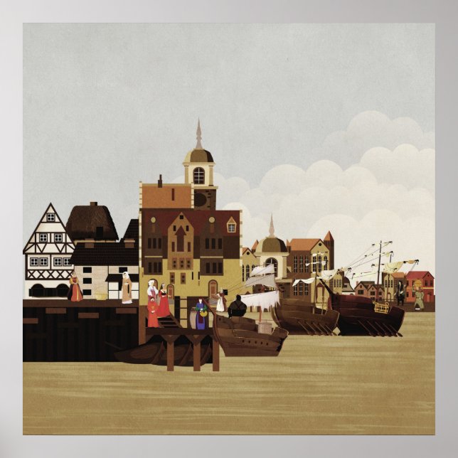 Medieval Harbour Poster (Framsidan)