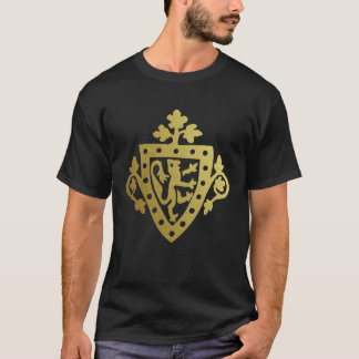 Medieval Herald Rampant Lejon Shield Metallic T Shirt