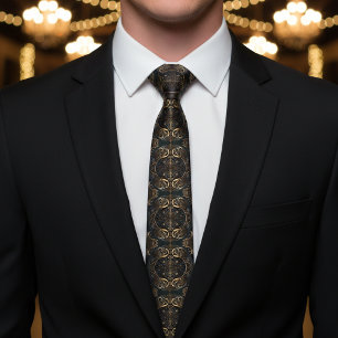 Medieval Heraldic Black och Guld Slips