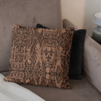 Medieval Heraldry Chateau Chic Mörk Red Russet Kudde