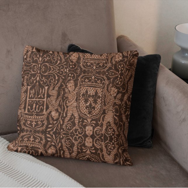 Medieval Heraldry Chateau Chic Mörk Red Russet Kudde (Skapare uppladdad)