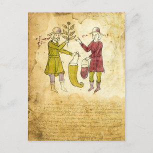 Medieval Herbalist Manuscript illustrationskort Vykort
