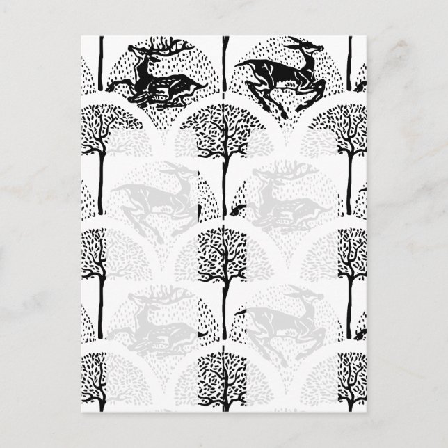 Medieval Hjort och Träd, 2-xbokmärkespost souvenir Vykort (Framsida)
