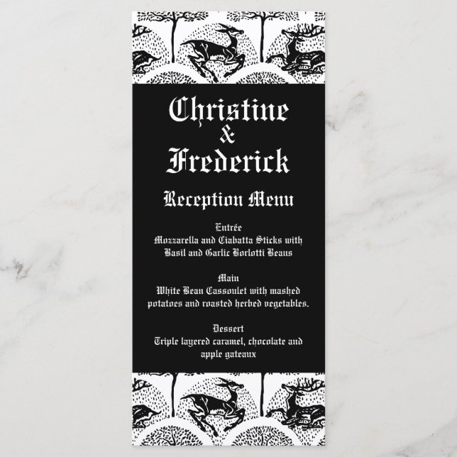 Medieval Hjort och Träd, bröllop, meny och program (Framsida)