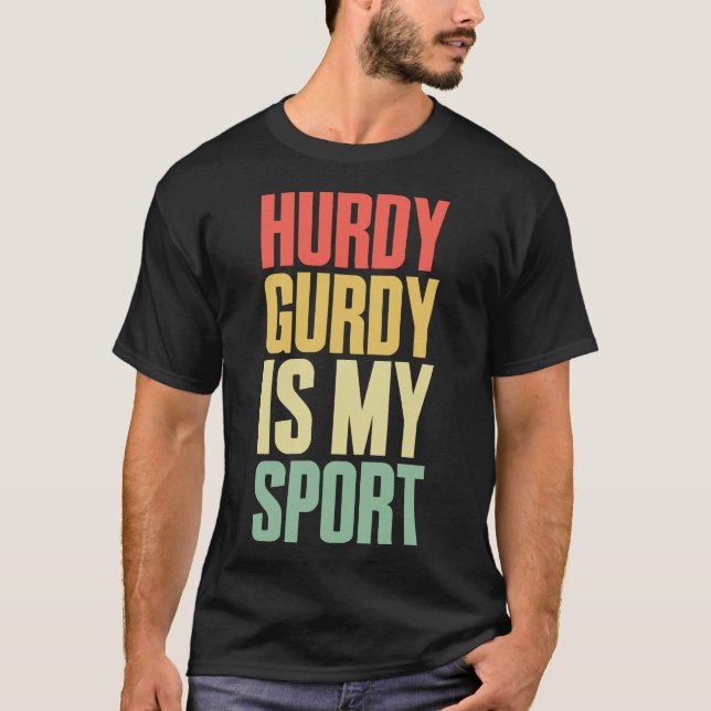 Medieval Hurdy Gurdy Sport Instrument Music T Shirt (Framsida)